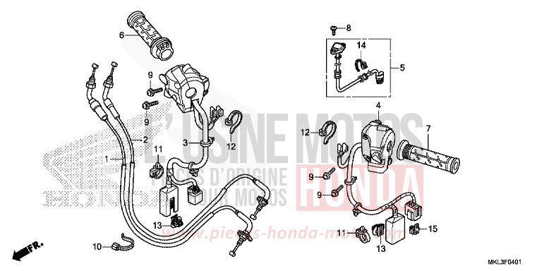 COMMUTATEUR/CABLE (NC750XD) de NC750X DCT PEARL GLARE WHITE (NHB53) 2020